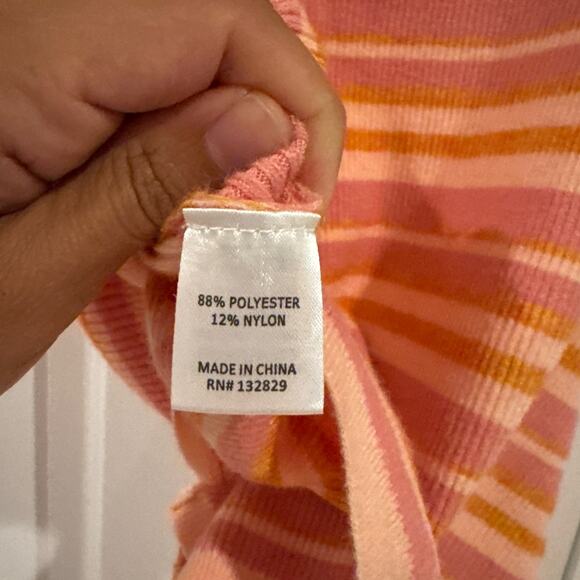 L’ACADAMIE Gina Draped Cropped Tank Wrap Vest Pink Lemon Stripe | Small - Picture 9 of 9